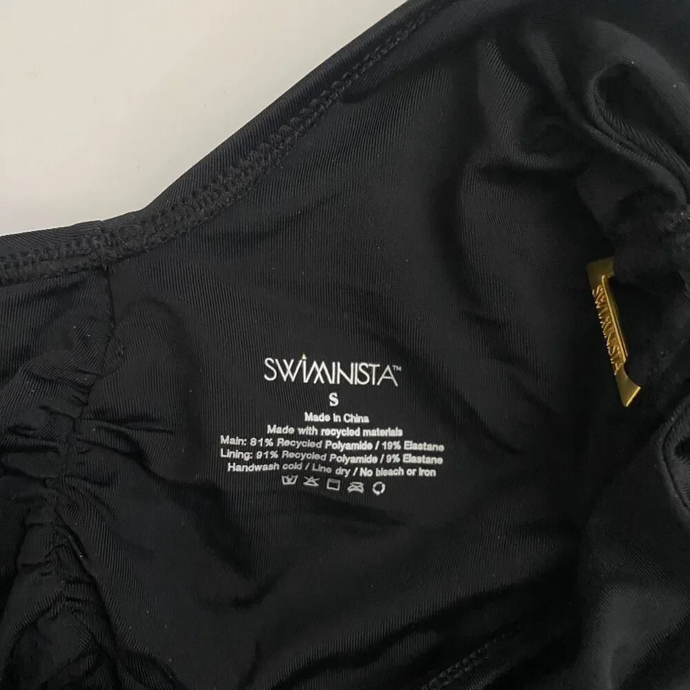 Swiminista Peaceful Black One Piece Gold Hardware with Cutouts New Small